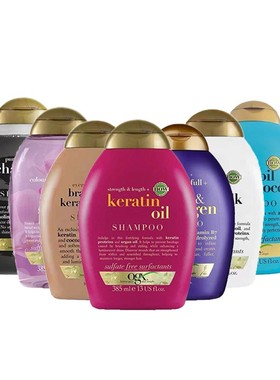 欧州版OGX洗发水蔻姬丝强生巴西角蛋白顺滑无SLS 385ml保税仓发货