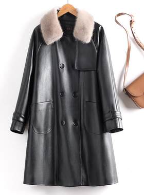 貂毛领柔软仿羊皮衣羽绒服