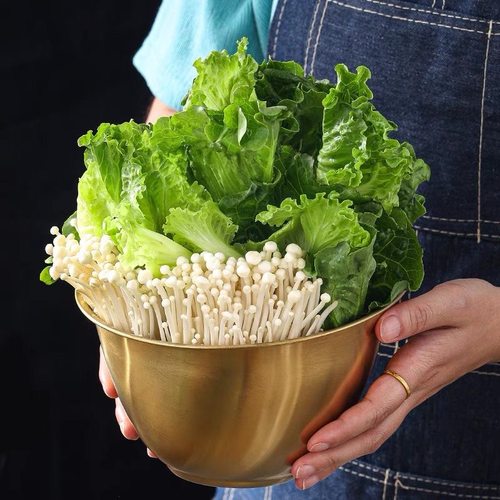 不锈钢韩式商用餐厅金色斜口碗