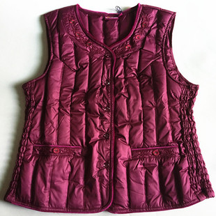 雪银狐羽绒背心女士轻薄修身保暖马甲短款秋冬季内穿纯色绣花内胆