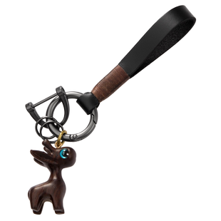 一路平安牛皮手绳钥匙扣挂件精致男女士汽车链圈环情侣书包包挂饰