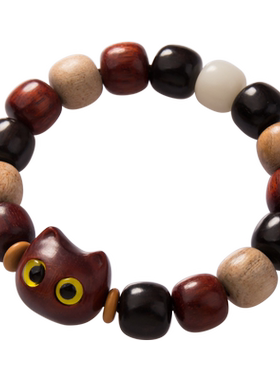 檀木猫多宝珠手串创意个性手链