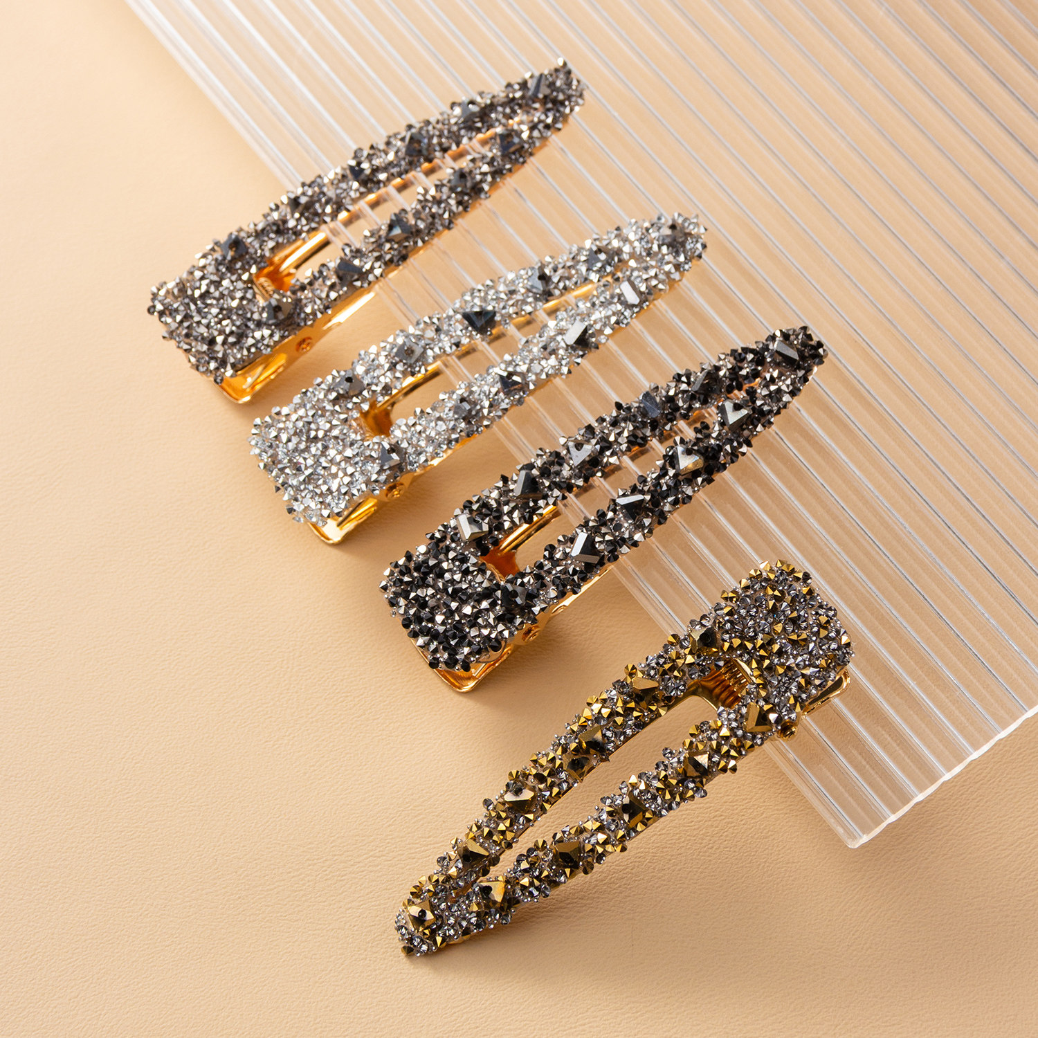 一对装简约碎钻发夹INS风边夹