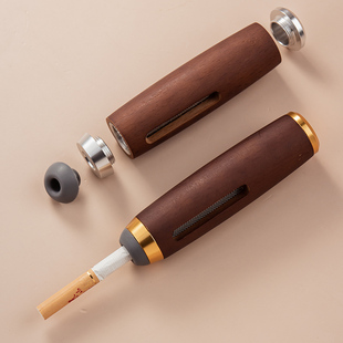 高品质胡桃木懒人烟灰缸 礼物 不掉烟灰吸烟器车载烟灰缸防飞灰