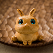 饰品 可爱卡通室内办公桌摆件装 手把件小 崖柏木雕刻i小兔子 新品