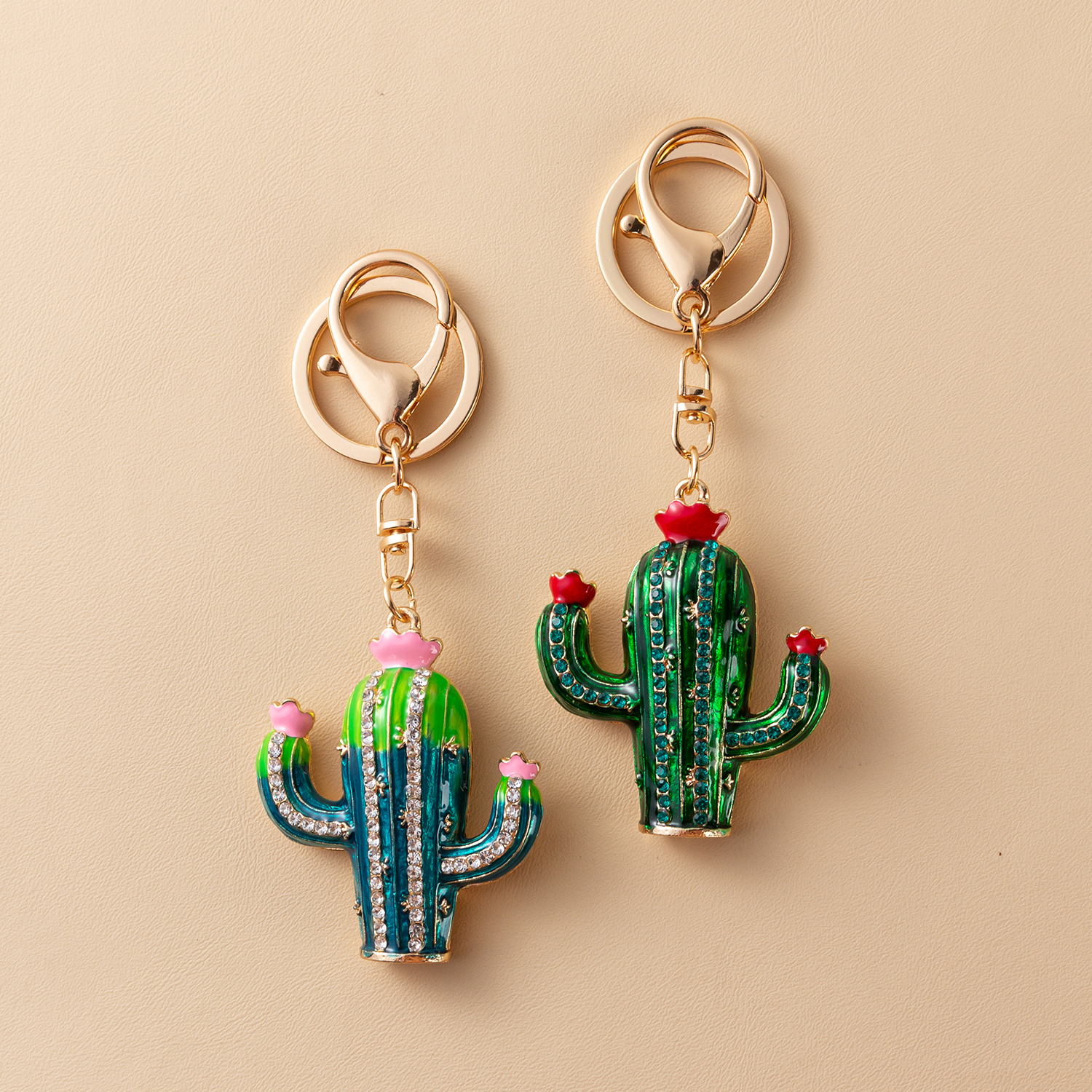 仙人掌钥匙扣挂件2025新款汽车链圈环书包挂饰简约情侣包包小饰品