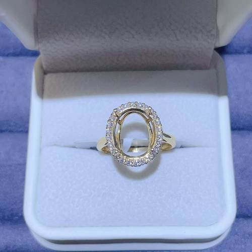 18K金AU750围锆戒指空托莫桑钻