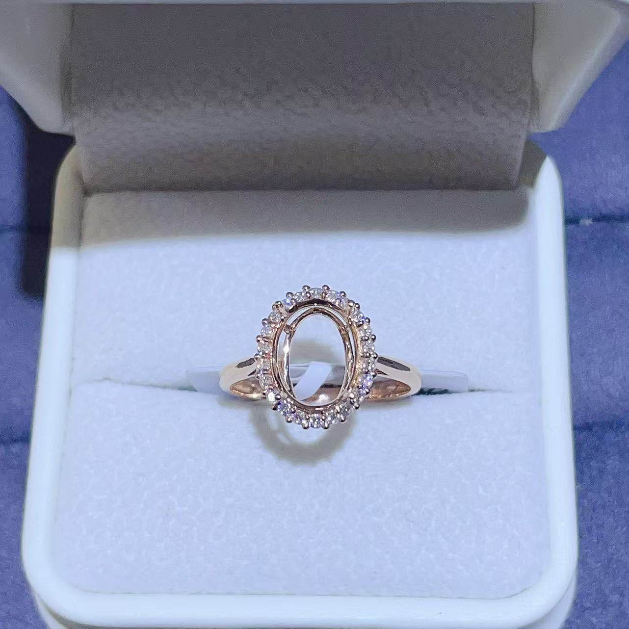 18K金AU750围锆戒指空托莫桑钻