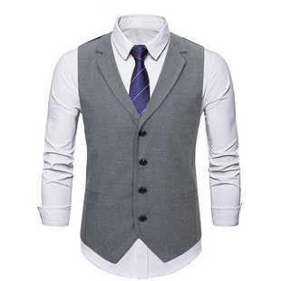 纯色百搭西服背心坎肩 马甲上班职业装 英伦商务绅士男士 单排扣西装