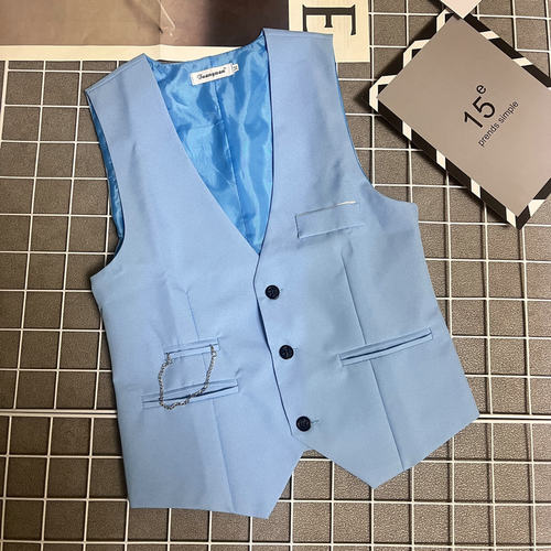 单排扣V领西装马甲配西服的马甲
