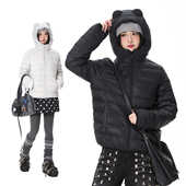 Double 保暖外套 基础款 熊耳朵90白鸭绒轻薄排骨羽绒服女冬美式