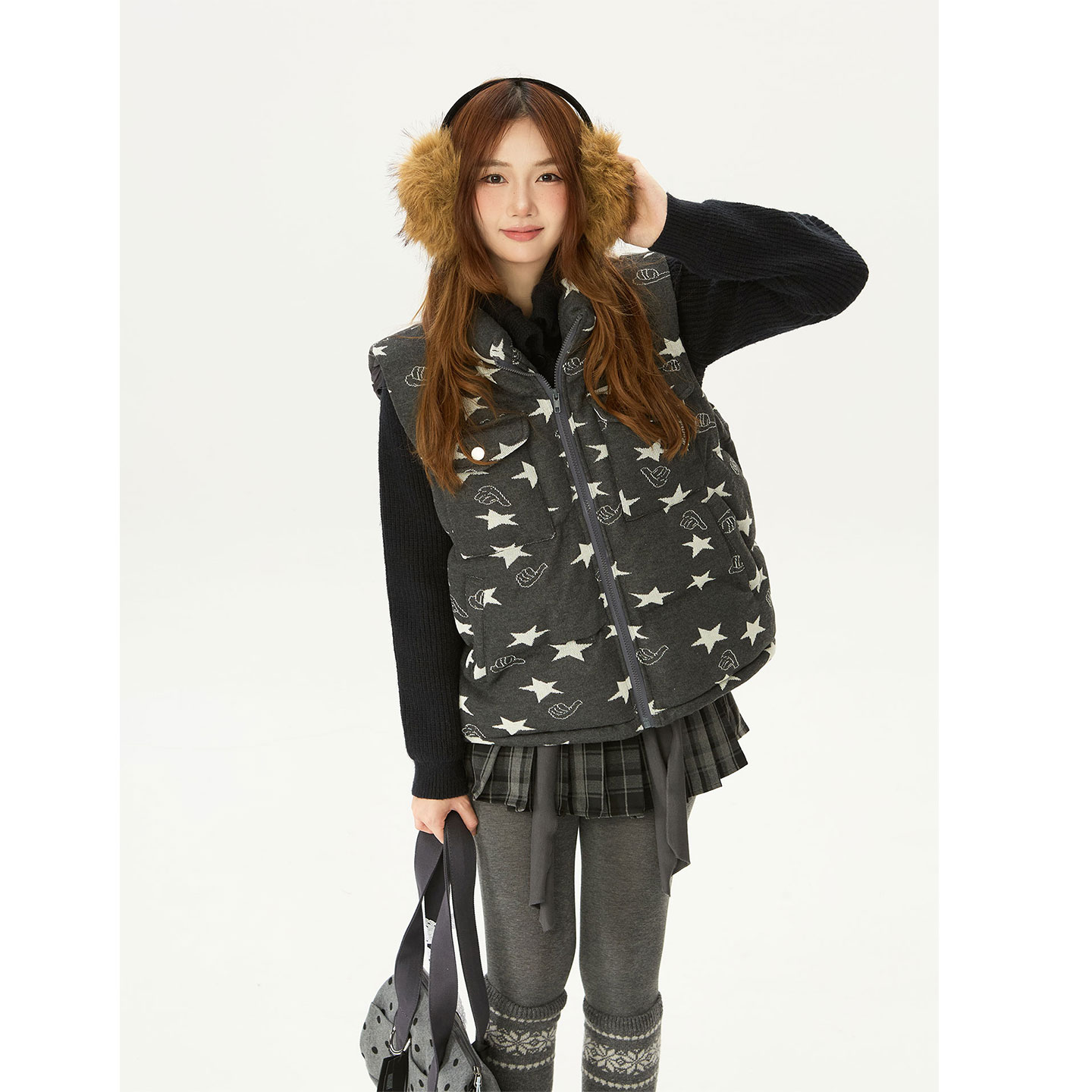 美式复古马甲外套女无袖夹克上衣