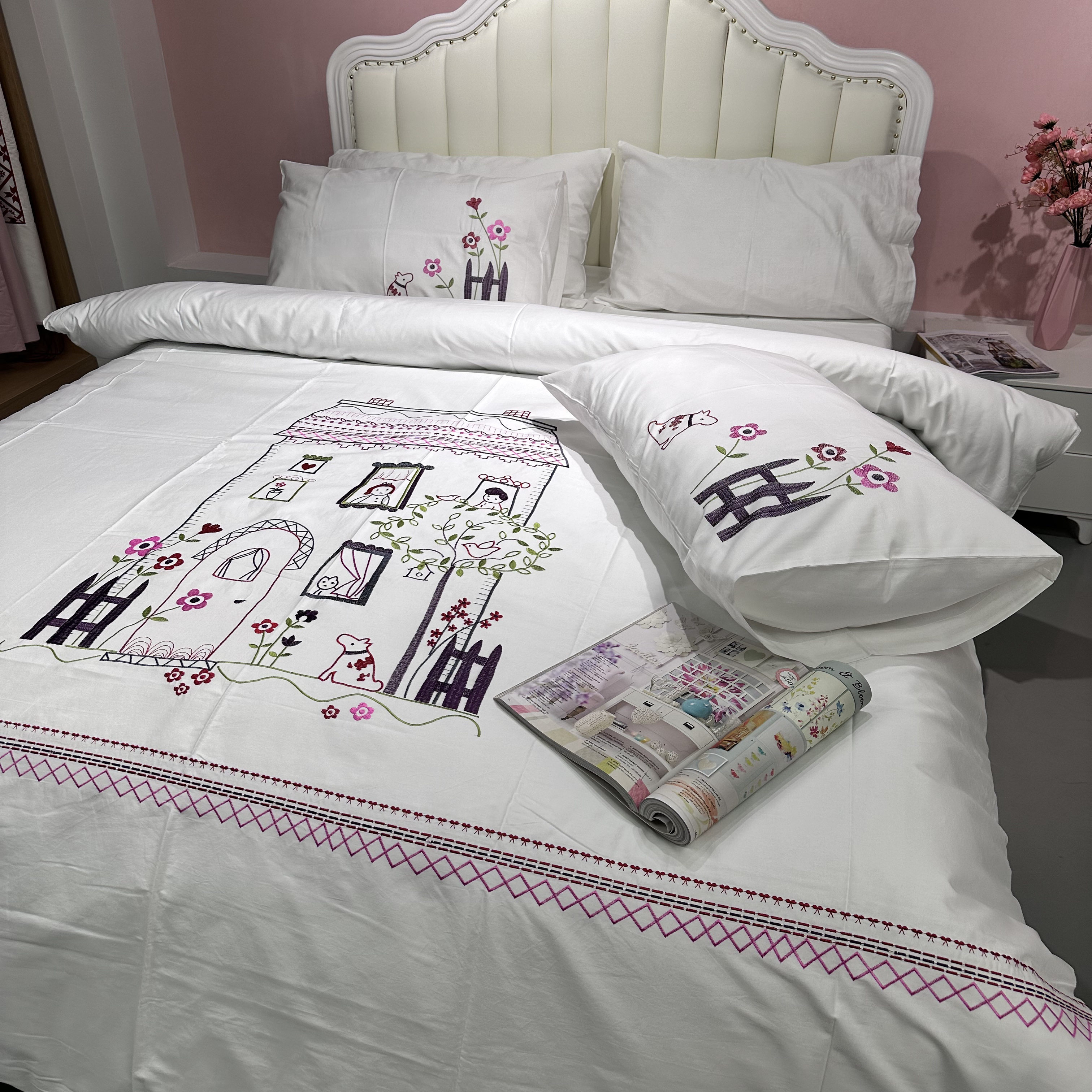 EASY家纺亲肤斜纹刺绣高级卡通动漫纯棉柔软儿童舒适全棉四件套房