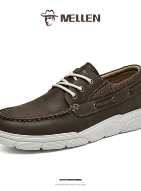 MELLEN名郎男士复古拼接鞋面休闲鞋2025秋冬新品时尚舒适耐磨鞋子