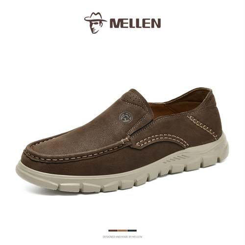 MELLEN名郎轻便透气真皮乐福鞋