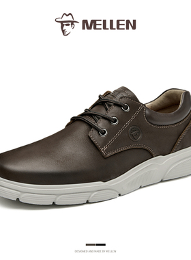 MELLEN名郎男士鞋子2025秋冬新款商务休闲皮鞋英伦风舒适透气男鞋