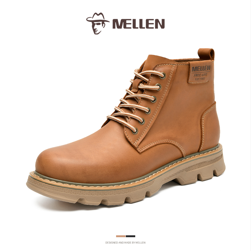 MELLEN名郎头层牛皮简约时尚短靴