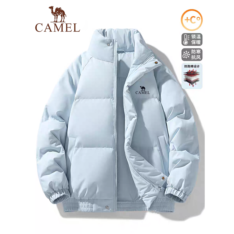 骆驼蓝色羽绒棉服男女冬季25新款户外抗寒保暖休闲运动情侣面包服