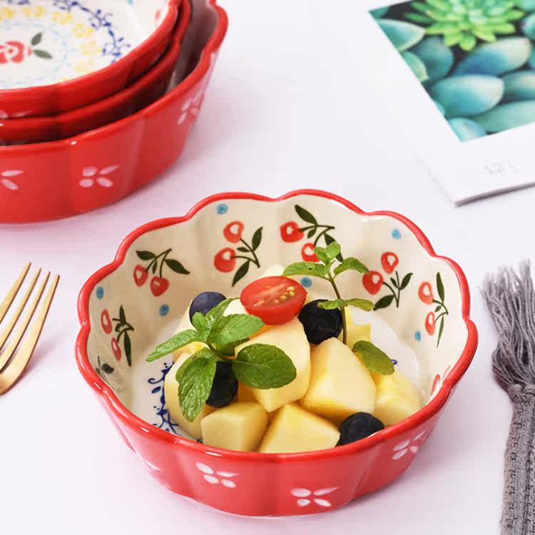 樱桃陶瓷创意沙拉碗可爱网红餐具碗