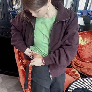 欧洲站2026春款 实用舒适保暖外套女 350克轻厚摇粒绒上衣简约冬季