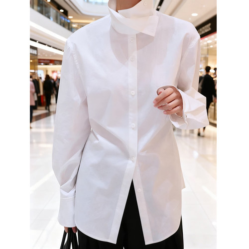 立领长袖内搭上衣女百搭通勤衬衫