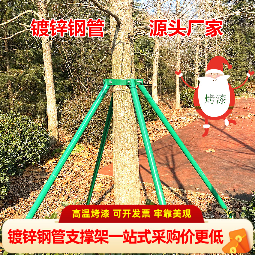 钢管绿色乔木抱箍园林金属支撑架