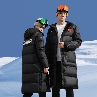 李宁正品长款羽绒服男女同款连帽冬季加厚过膝外套王楚钦同款大衣