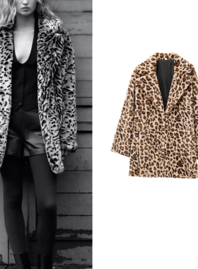 2025秋冬新品 TRF 女装 动物纹人造皮草效果大衣百搭外套 1255771