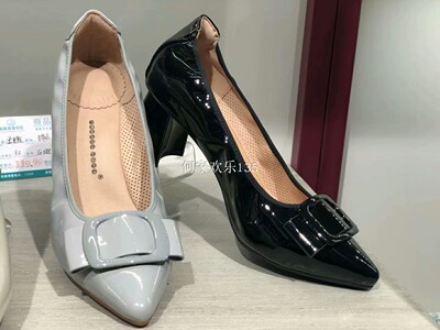 断码福利Quicheshoes/蛋卷鞋2026尖头扣式粗跟高跟职业鞋EQS-G088