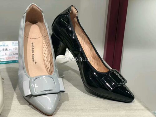 断码福利Quicheshoes/蛋卷鞋2026尖头扣式粗跟高跟职业鞋EQS-G088
