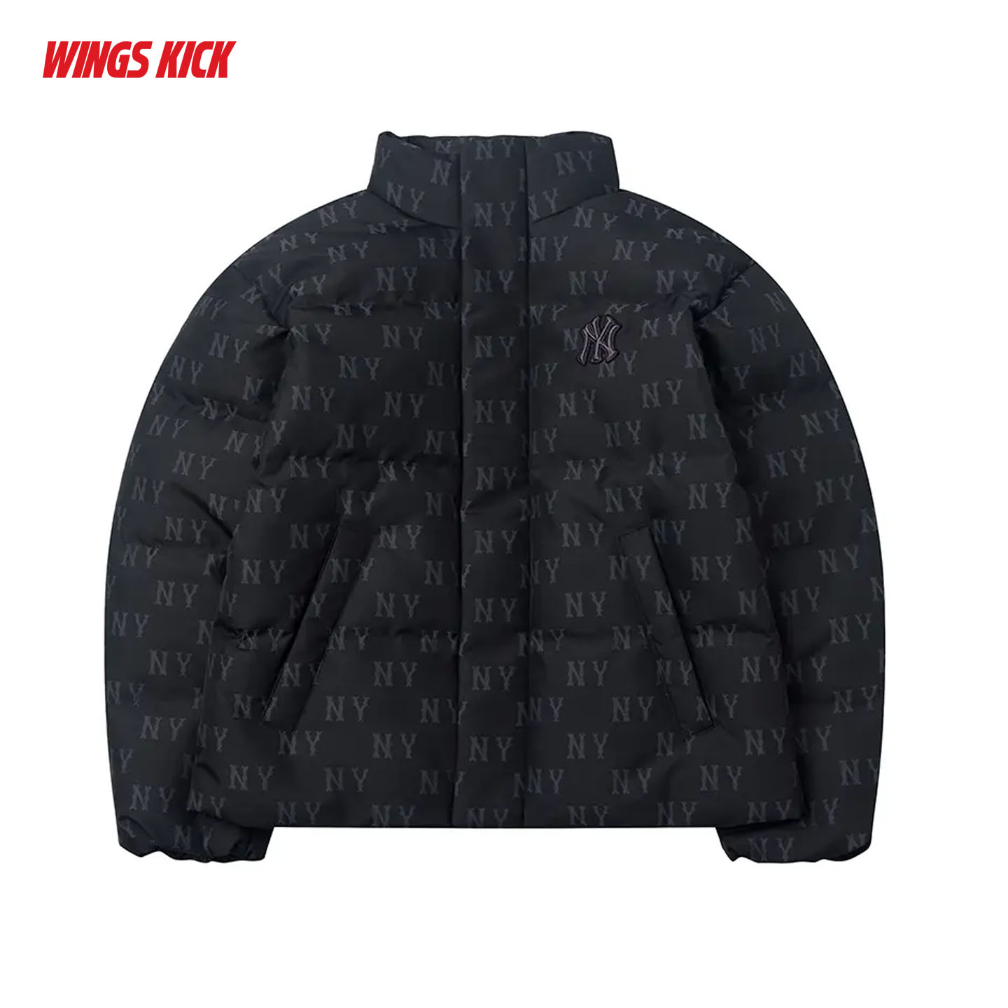 MLB 25秋冬新款鹅绒羽绒服男女NY老花满印运动棉羽外套3ADJM0456