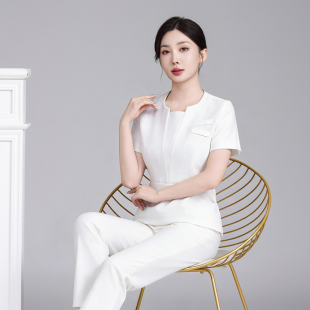 高端美容院工作服女美容师养生馆轻医美皮肤管理工服短袖套装夏天