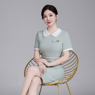 医疗美容院酒店SPA顾问高端美甲店前台春夏美容师工作服连衣裙女