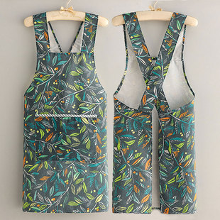 交叉背带透气帆布围裙防油时尚上班工作服做饭洋气厨房耐磨围裙