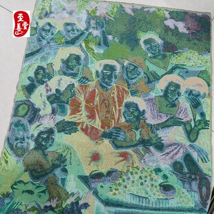 红色怀旧收藏地摊网红货源刺绣织锦画客厅装饰画同喜同乐