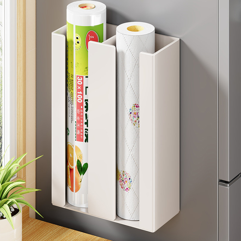 厨房磁吸冰箱置物架保鲜袋纸巾神器侧面夹缝调料品保鲜膜收纳盒