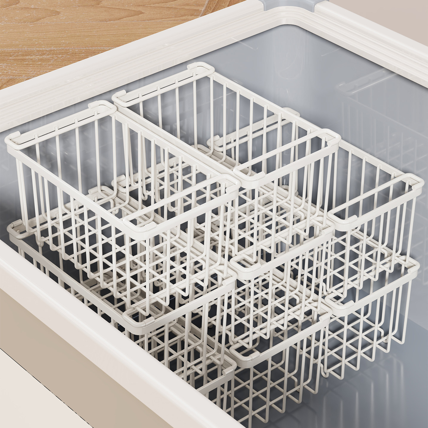 冰柜内部置物架可叠加隔层架子食品收纳筐冷柜冰箱多层分隔框神器