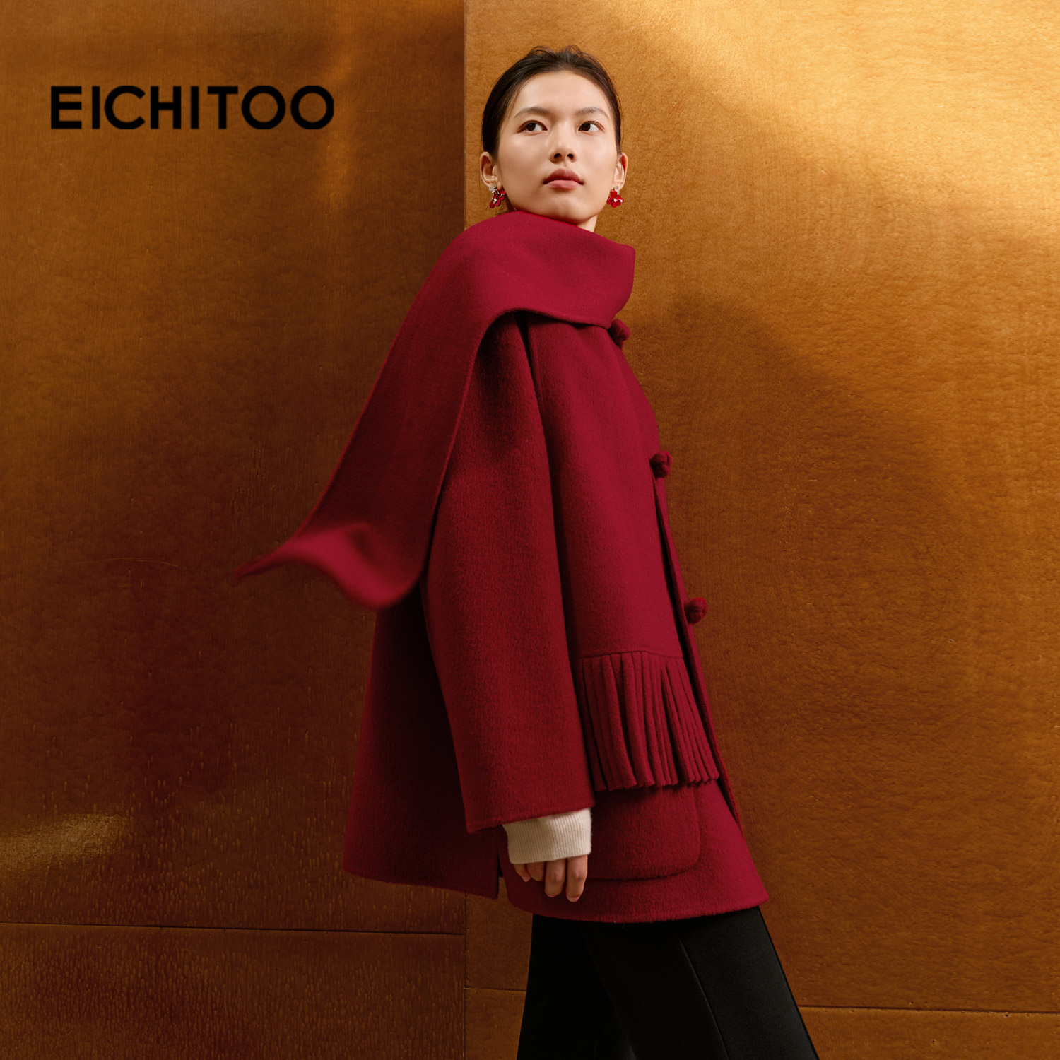 简约盘扣装饰，整体上身舒适保暖