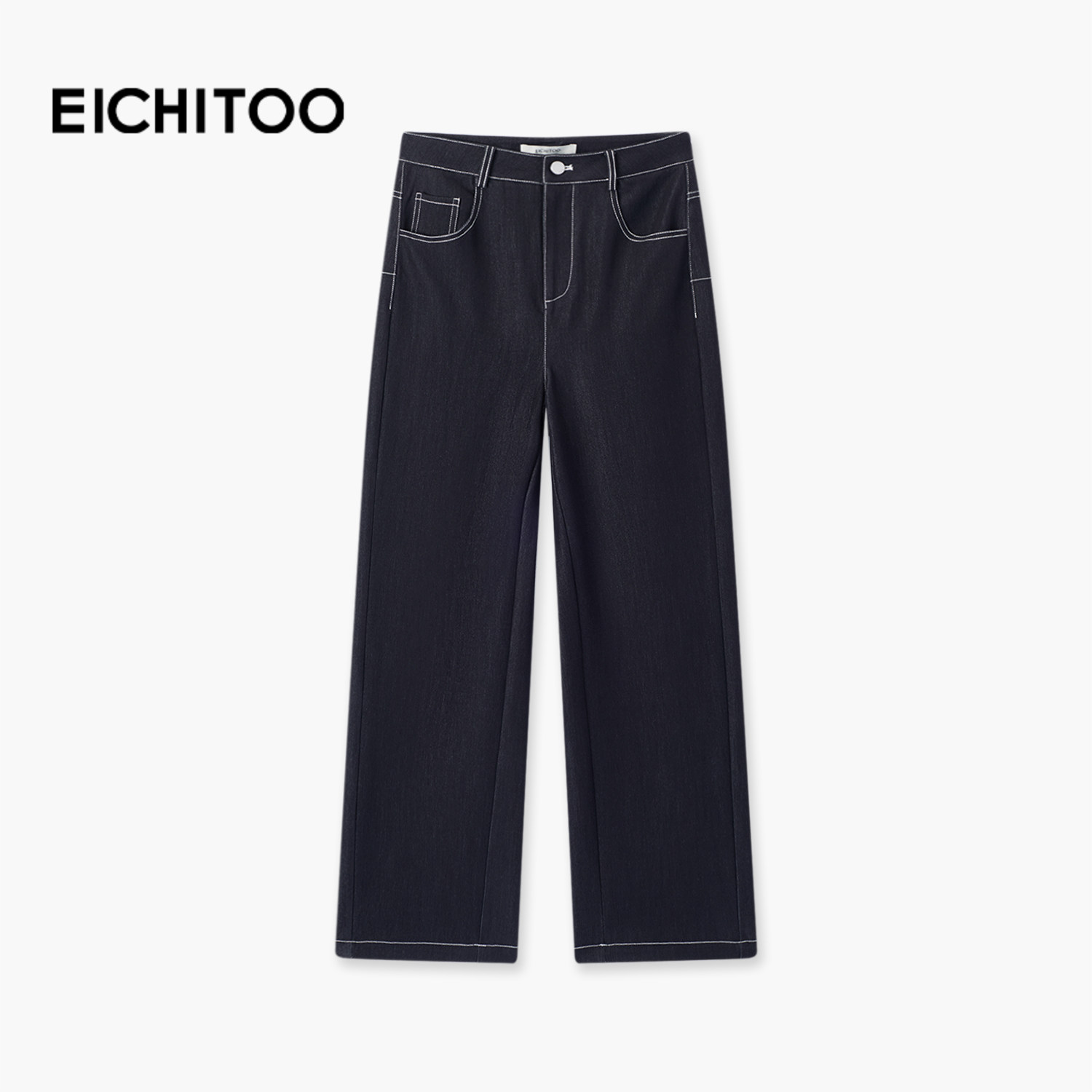 爱居兔藏青软糯直筒休闲裤女2026年春季新款仿牛仔显高显瘦长裤,女装/女士精品,休闲裤,淘宝优惠券,粉丝福利购,淘宝优惠卷