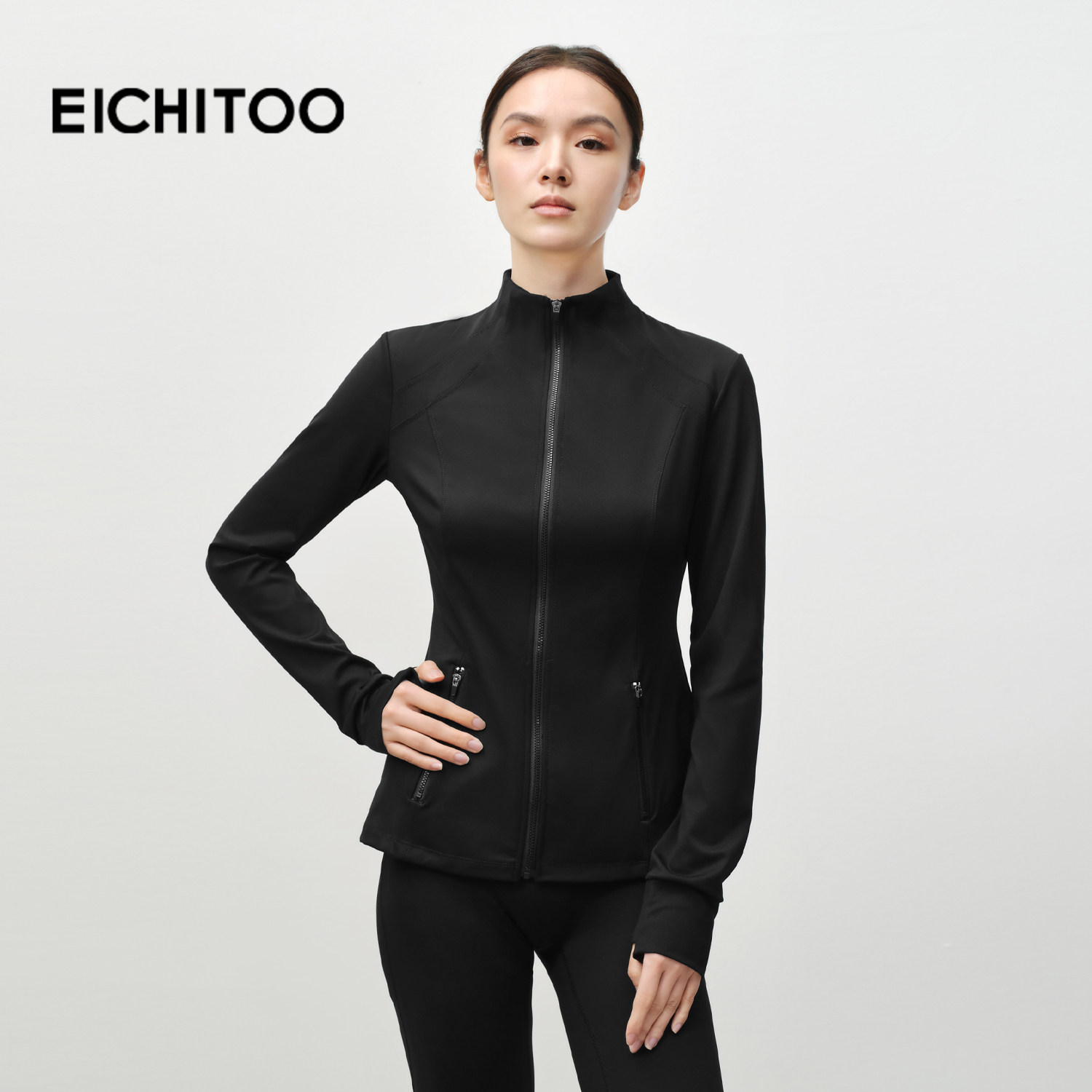 爱居兔拉链立领修身夹克外套女2025年秋季新款瑜伽服运动显瘦上衣