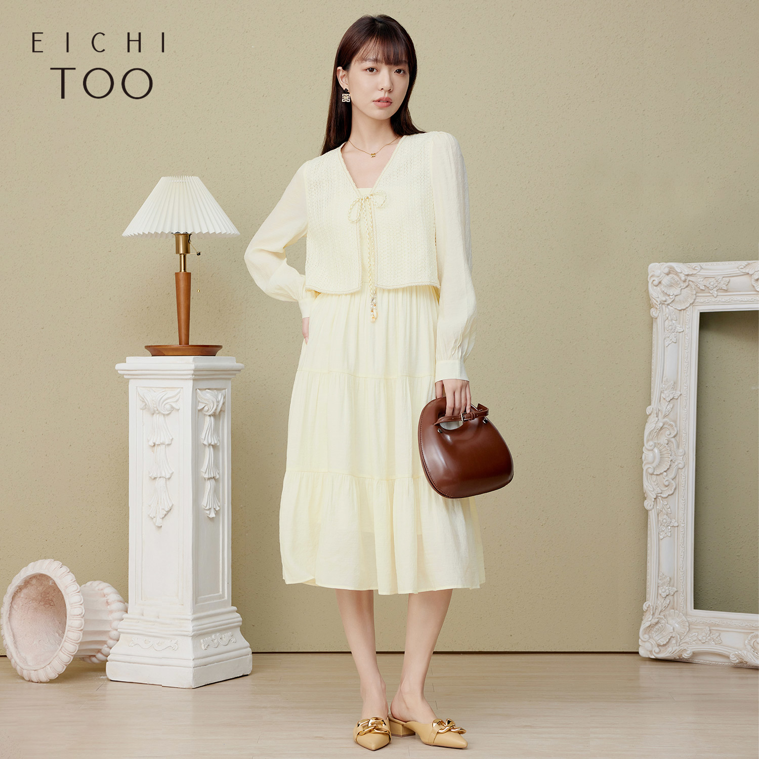 爱居兔度假风两件式连衣裙