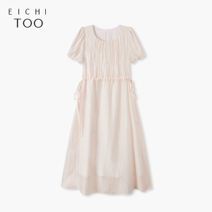 爱居兔夏季新款飘逸时尚轻薄舒适短袖连衣裙