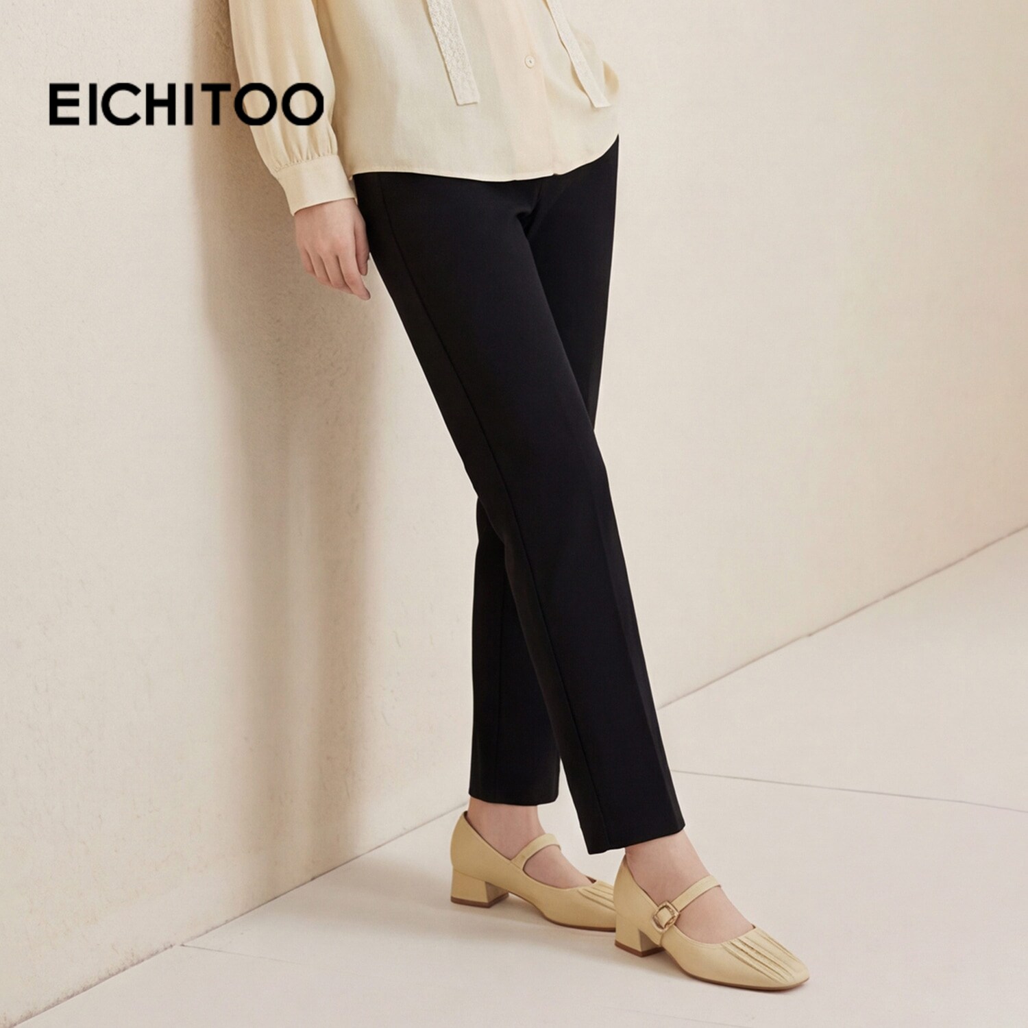 爱居兔春季新款韩版时尚高级感纯色显瘦休闲裤