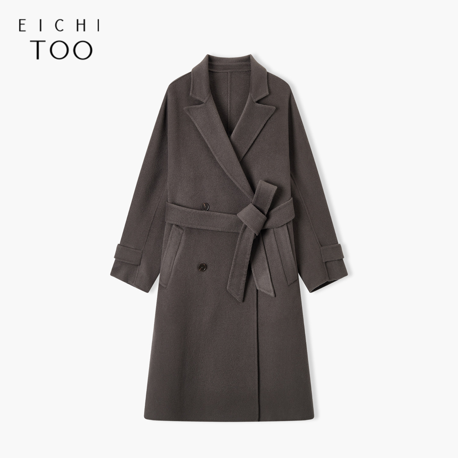 爱居兔冬季新款全羊毛简约时尚高级感双面呢大衣