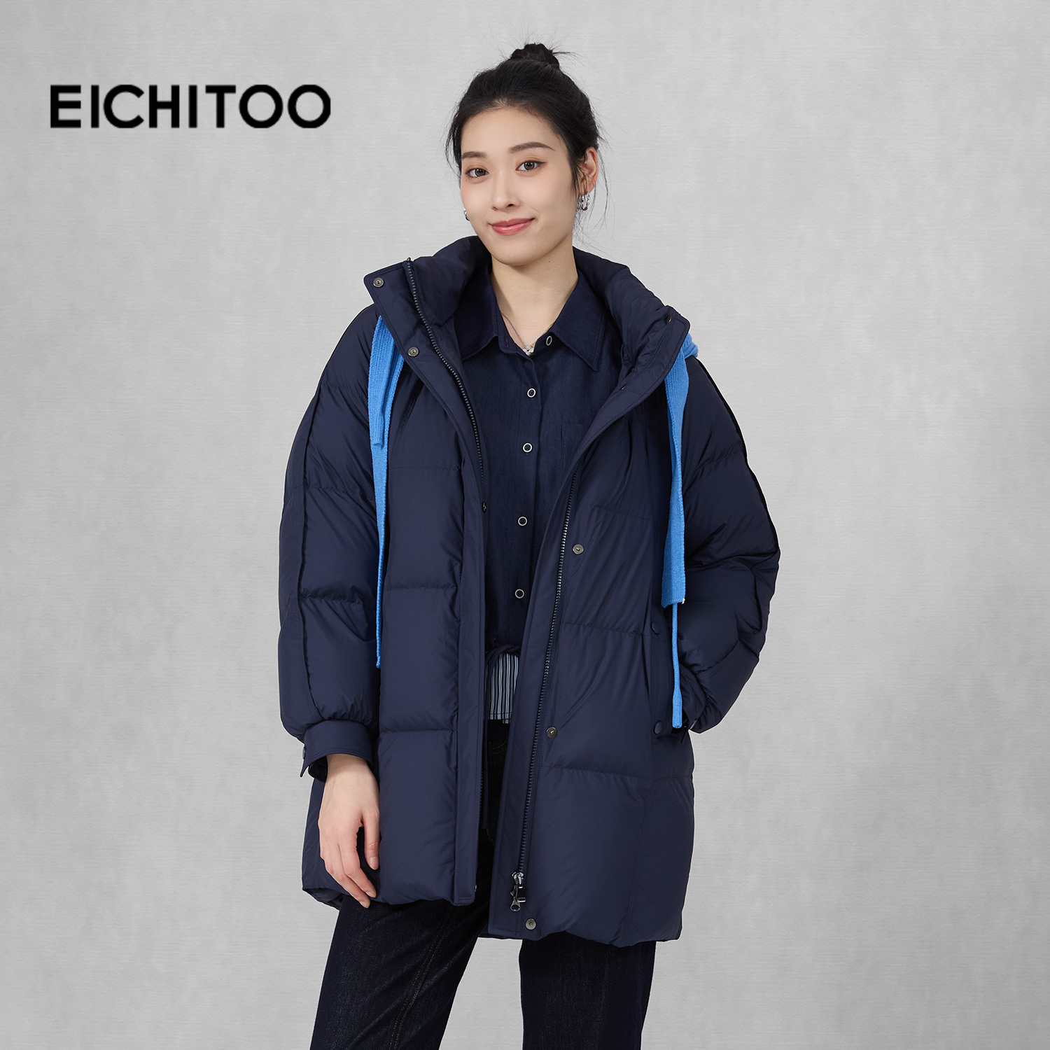 面料质感轻盈，视觉显瘦包容性强增加时尚度