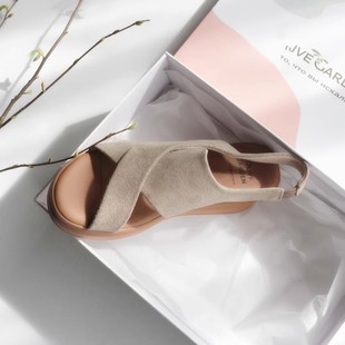 39和40码 2025夏季 清仓 牛反绒复古罗马鞋 真皮坡跟女凉鞋 俄单