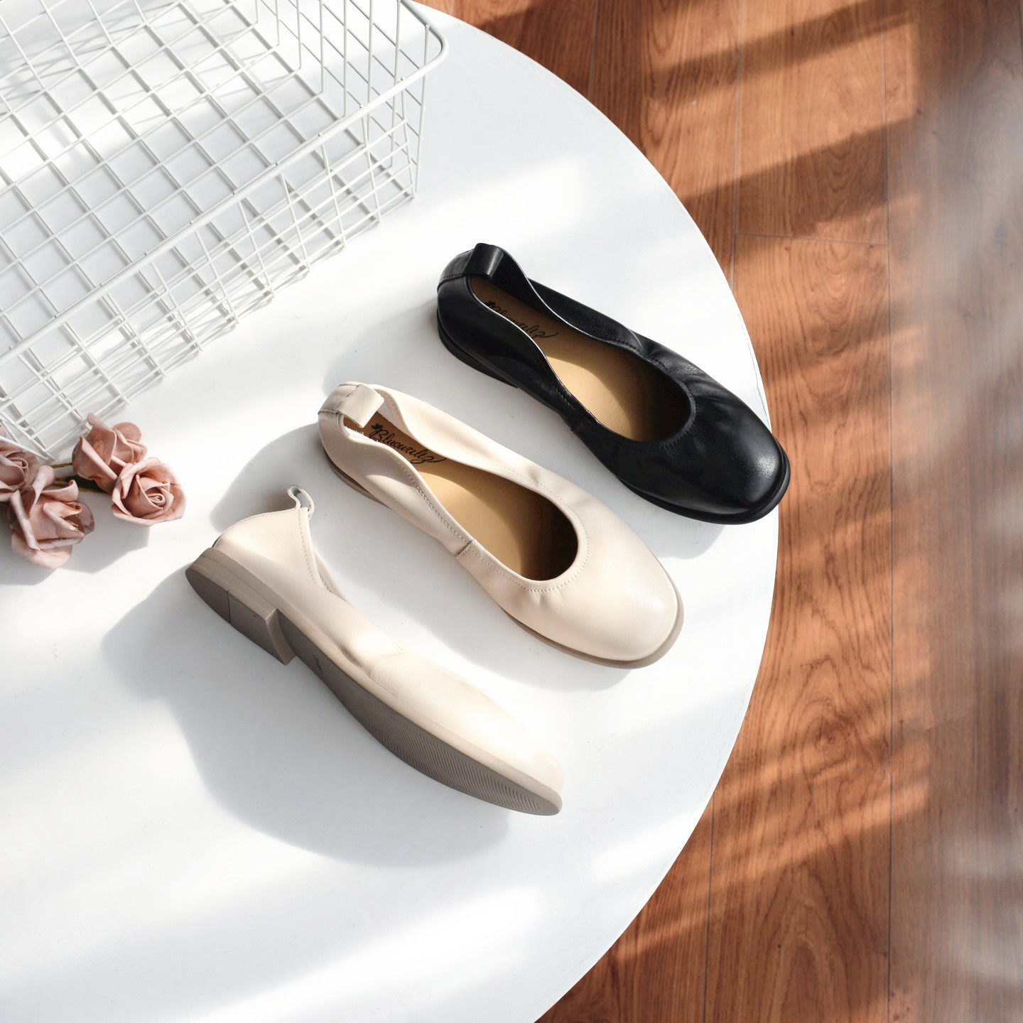 头层牛皮~ 复古简约平底鞋2026春季通勤鞋时尚百搭圆头蛋卷女单鞋