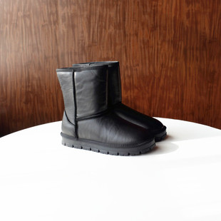 男士 男靴 新款 头层牛皮羊毛雪地靴2025冬季 短筒保暖大棉靴 俄单