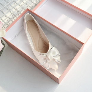 浪漫平底鞋 法式 门店338 2025尖头蝴蝶结浅口女单鞋 35和39码
