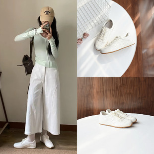 门店600+头层牛皮镂空小白鞋女2026夏季德训鞋超轻超软透气休闲鞋